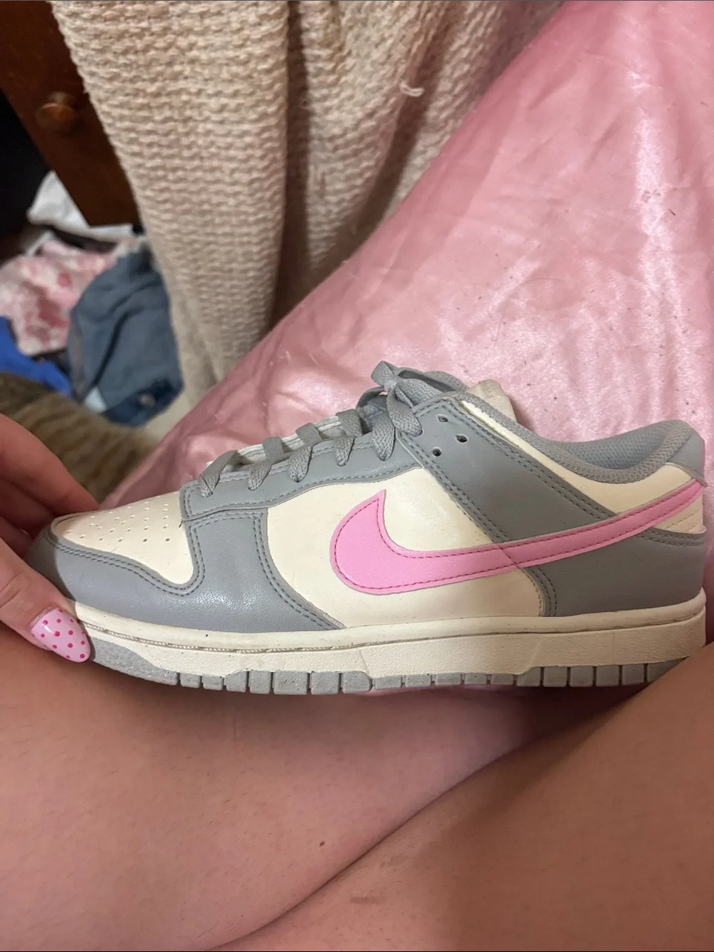 Nike Kids' Gray and Pink Low-Top Sneakers